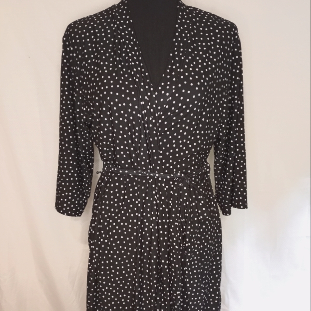 Black and White Polka Dot Wrap Dress